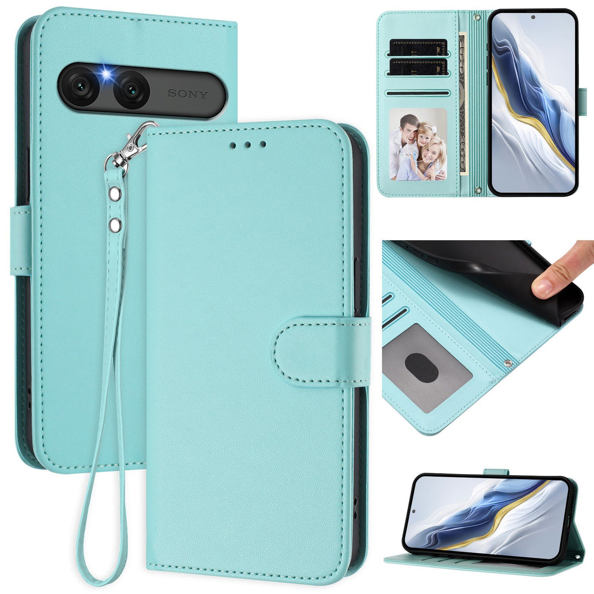 Sony Xperia 10 VII - EIDERWOOD Kunstlæder Flip Cover - Kortholder & Strop - Lyseblå