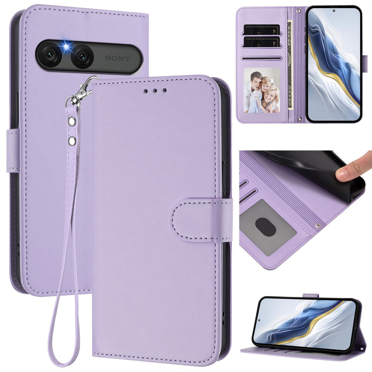 Sony Xperia 10 VII - EIDERWOOD Kunstlæder Flip Cover - Kortholder & Strop - Lyslilla