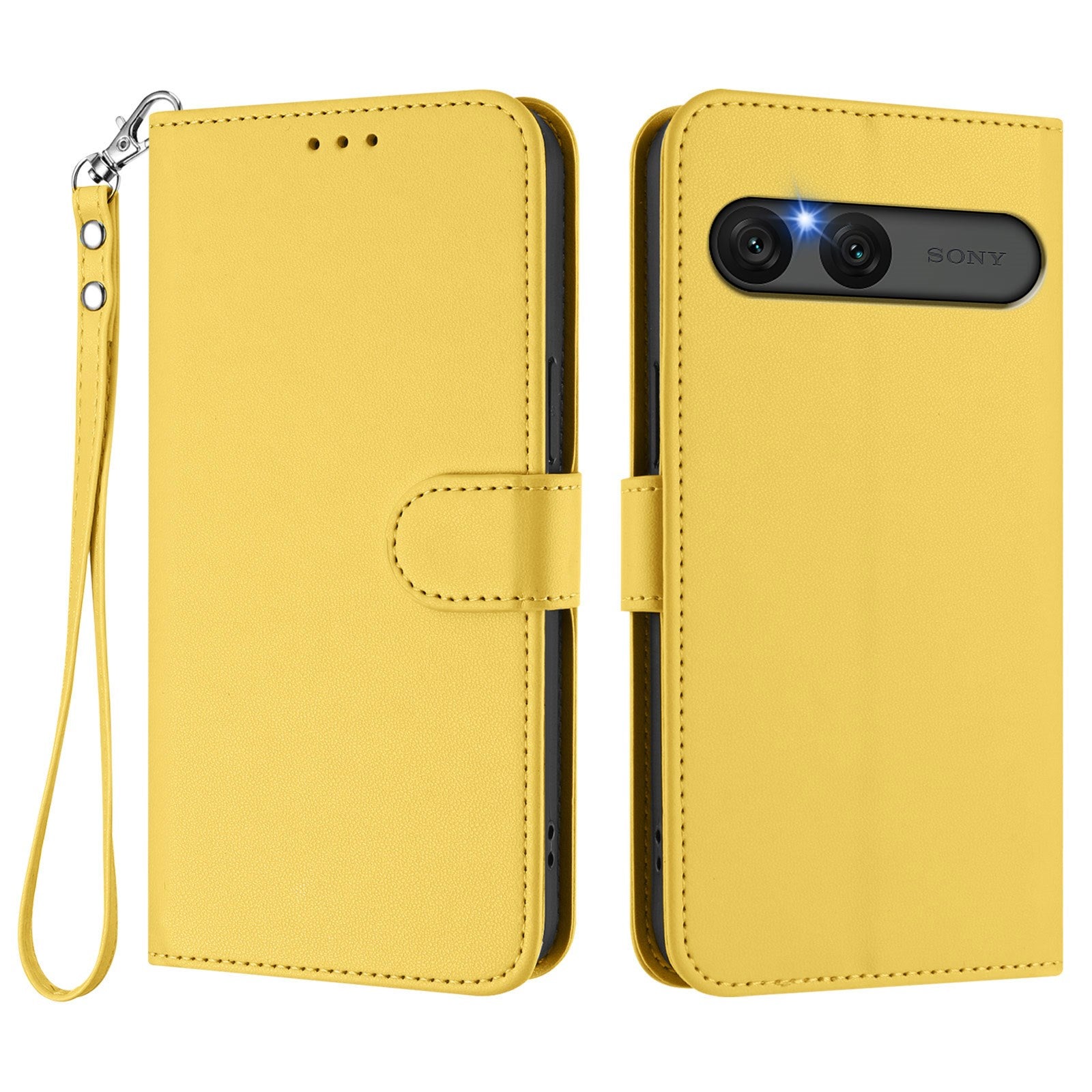 Sony Xperia 10 VII - EIDERWOOD Kunstlæder Flip Cover - Kortholder & Strop - Gul
