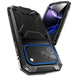 iPhone 18 Pro / 17 Pro R-JUST Hybrid Bagside Cover m. Indbygget Skærmbeskyttelse & Kickstand - Sort
