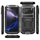 iPhone 18 Pro / 17 Pro R-JUST Hybrid Bagside Cover m. Indbygget Skærmbeskyttelse & Kickstand - Sort