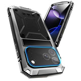 iPhone 18 Pro Max / 17 Pro Max R-JUST Hybrid Bagside Cover m. Indbygget Skærmbeskyttelse & Kickstand - Sølv
