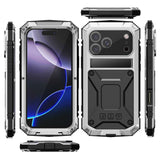 iPhone 18 Pro Max / 17 Pro Max R-JUST Hybrid Bagside Cover m. Indbygget Skærmbeskyttelse & Kickstand - Sølv