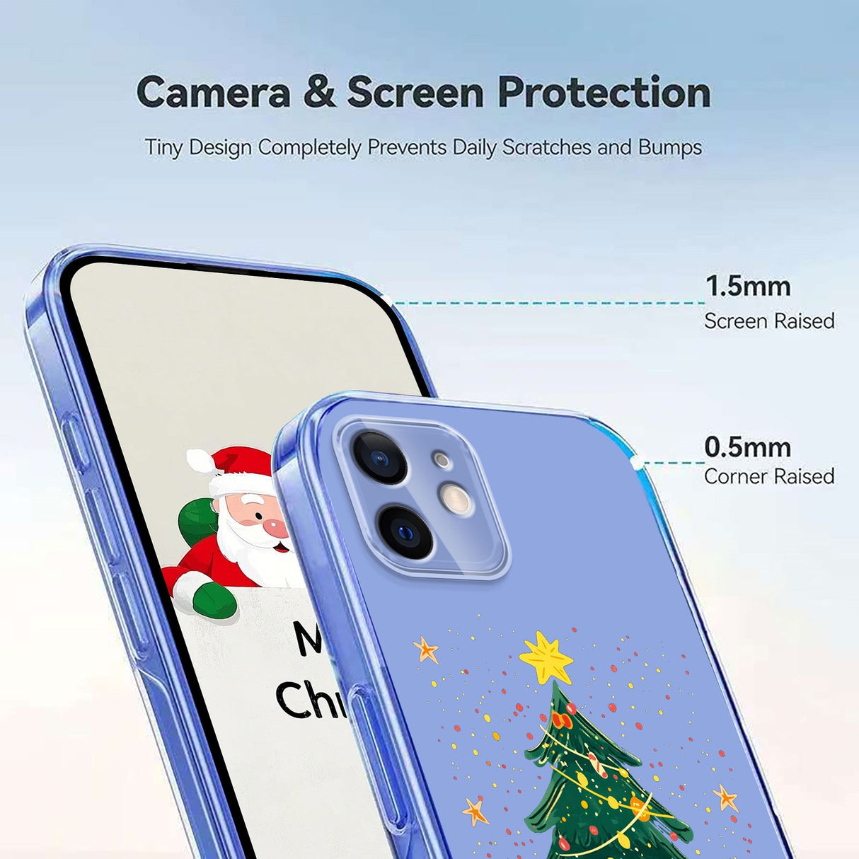 EIDERWOOD iPhone 12 / 12 Pro Fleksibelt Plast Jule Mobil Cover - Gennemsigtig / Juletræ
