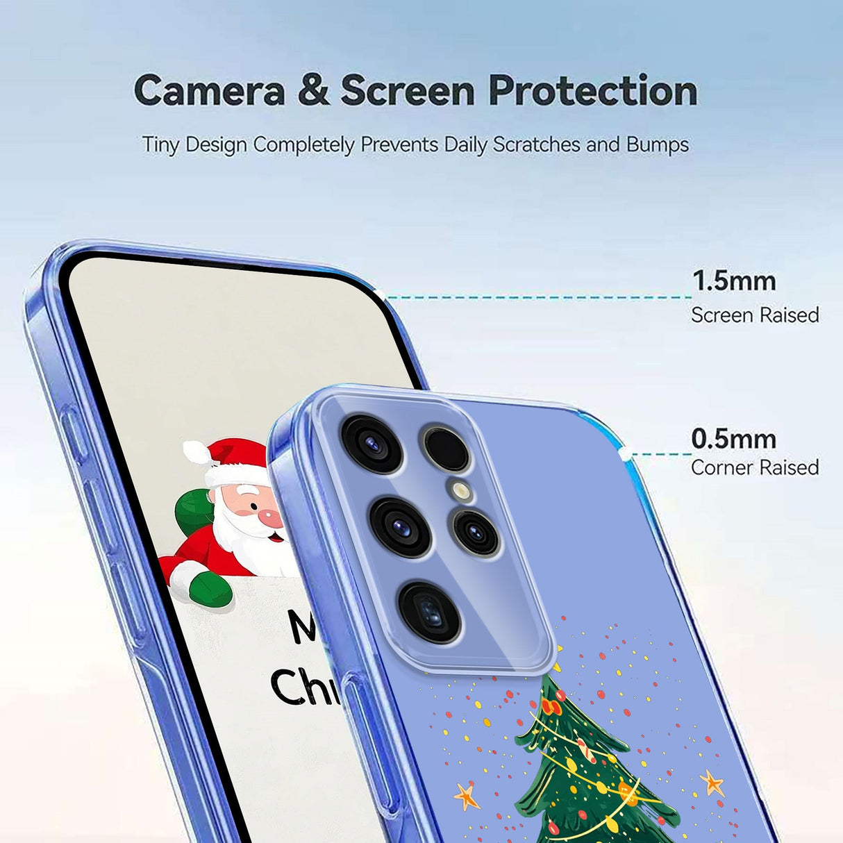 EIDERWOOD Samsung Galaxy S23 Ultra Fleksibelt Plast Jule Mobil Cover - Gennemsigtig / Juletræ