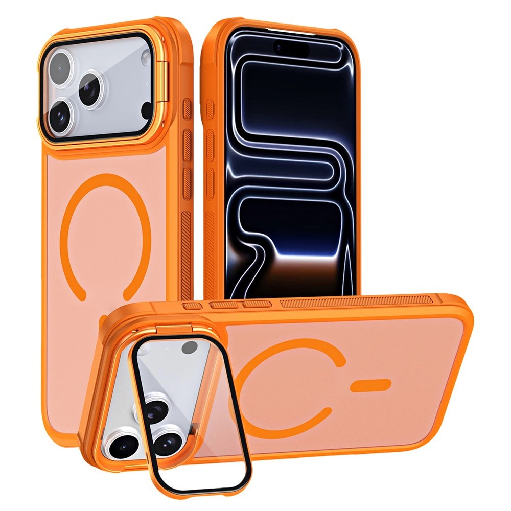 iPhone 18 Pro / 17 Pro EIDERWOOD Hybrid Plast Bagside Cover m. Kamera Cover & Ståfunktion - MagSafe Kompatibel - Orange