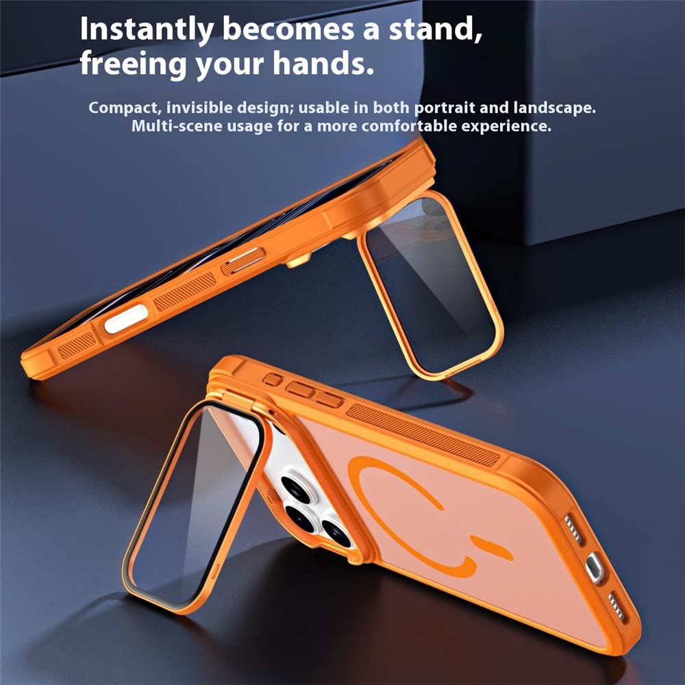 iPhone 18 Pro / 17 Pro EIDERWOOD Hybrid Plast Bagside Cover m. Kamera Cover & Ståfunktion - MagSafe Kompatibel - Orange