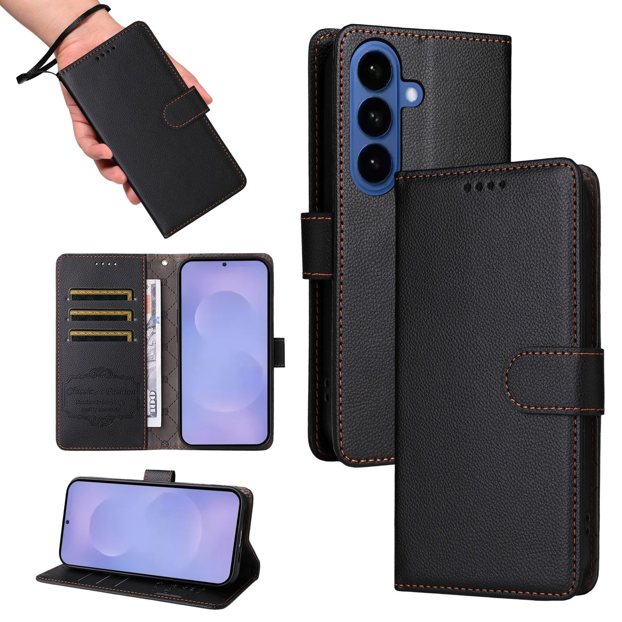 EIDERWOOD Samsung Galaxy S26 Kunstlæder Flip Cover - Strop - Sort
