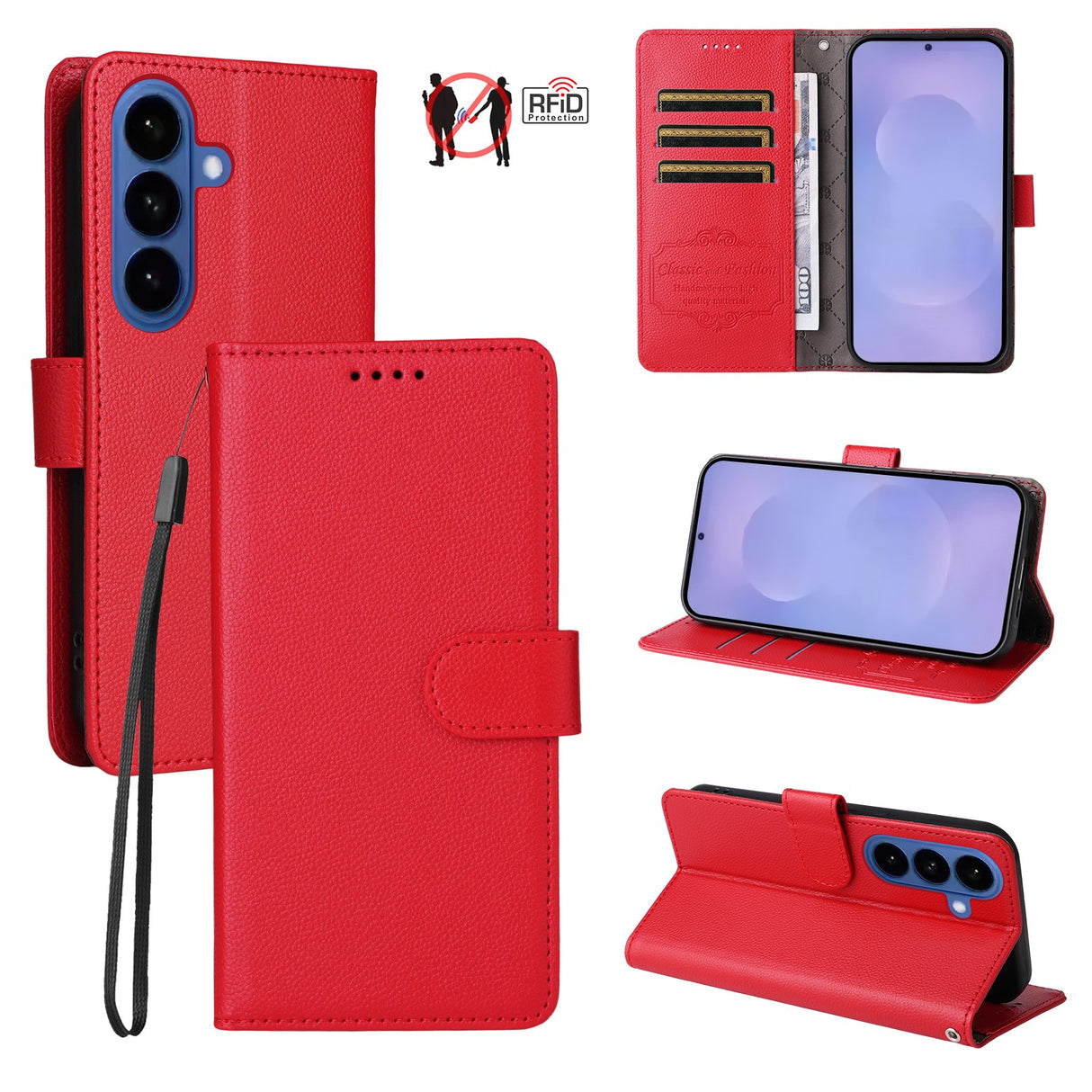 EIDERWOOD Samsung Galaxy S26 Kunstlæder Flip Cover - Strop - Rød