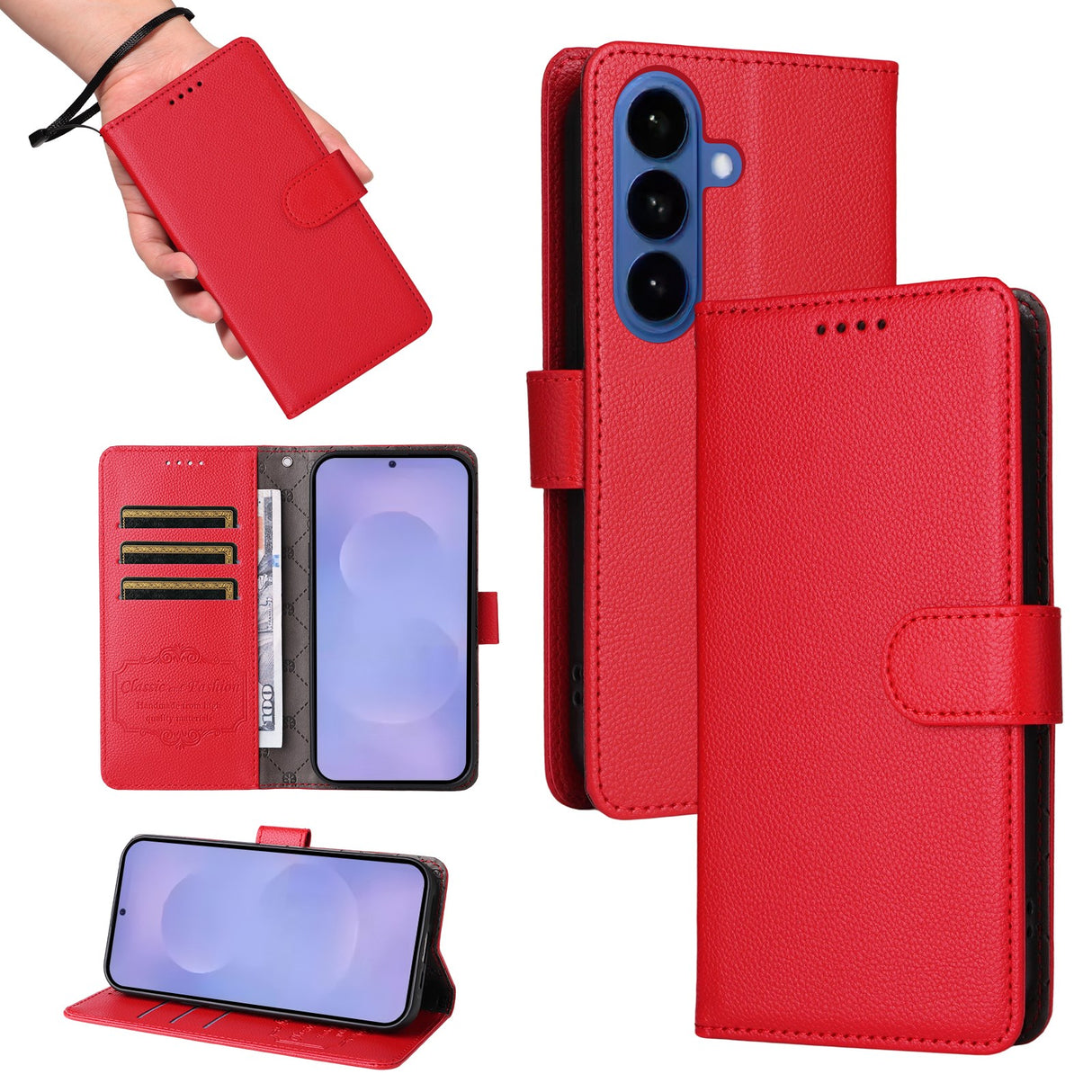 EIDERWOOD Samsung Galaxy S26 Kunstlæder Flip Cover - Strop - Rød