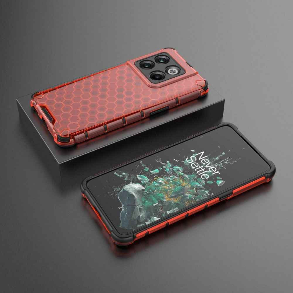 OnePlus 10T Hybrid Case - Honeycomb Rød