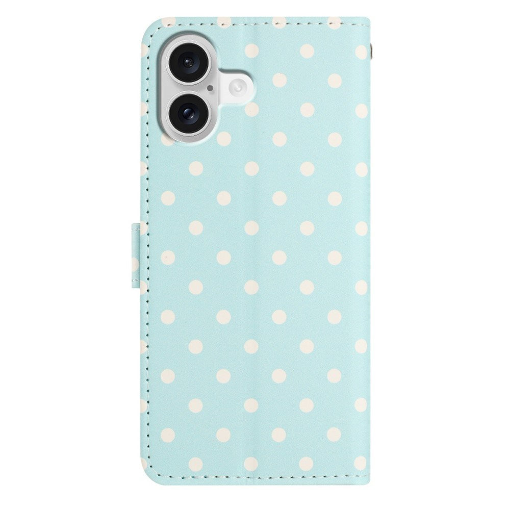 EIDERWOOD iPhone 17 Kunstlæder Flip Mobil Cover m. Polka Design - Blå