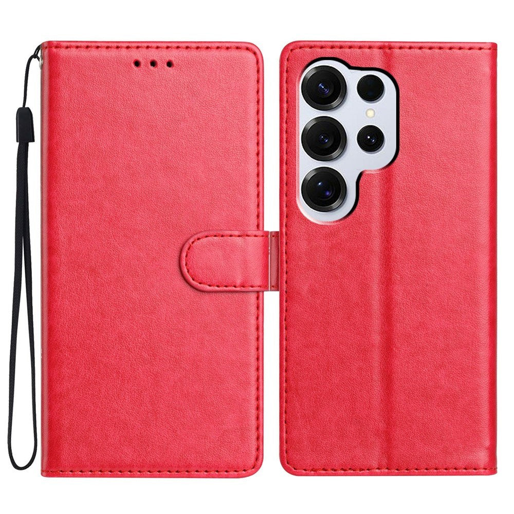 EIDERWOOD Samsung Galaxy S26 Ultra Kunstlæder Flip Cover m. Strop & Pung - Koralrød