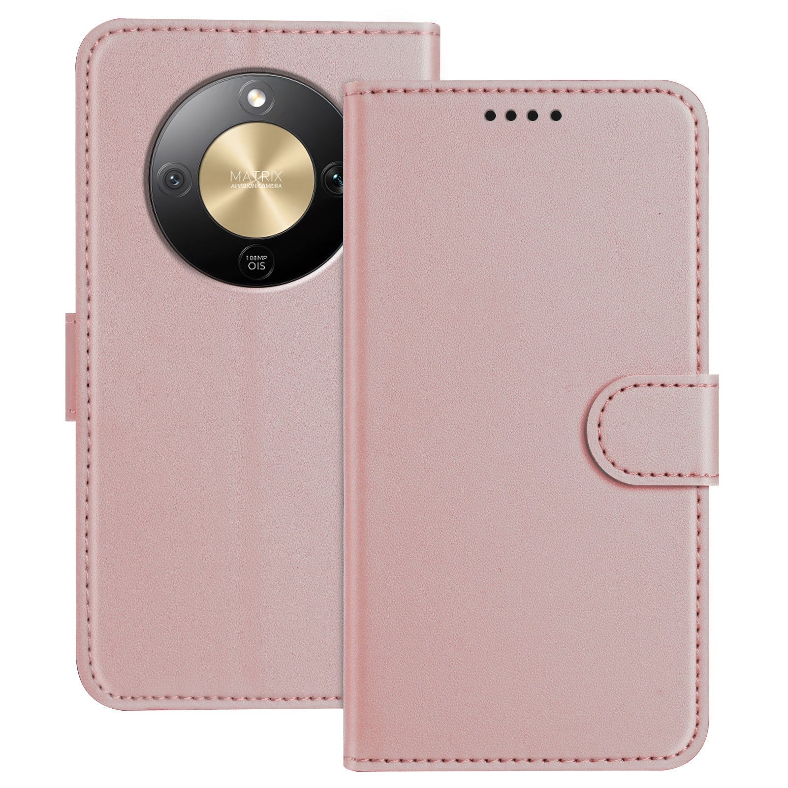 Honor Magic8 Lite EIDERWOOD Kunstlæder Flip Cover m. Kortholder - Rose Gold