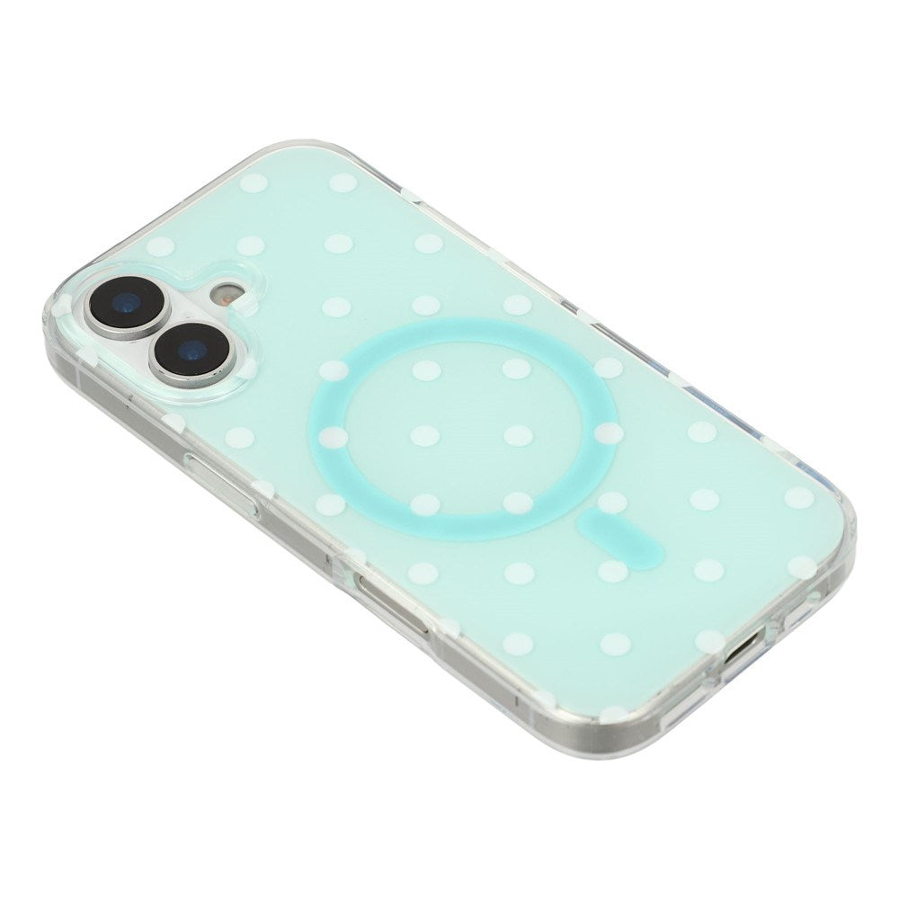 EIDERWOOD iPhone 17 Hybrid Mobil Cover m. Polka Design - MagSafe Kompatibel - Gennemsigtig / Turkis