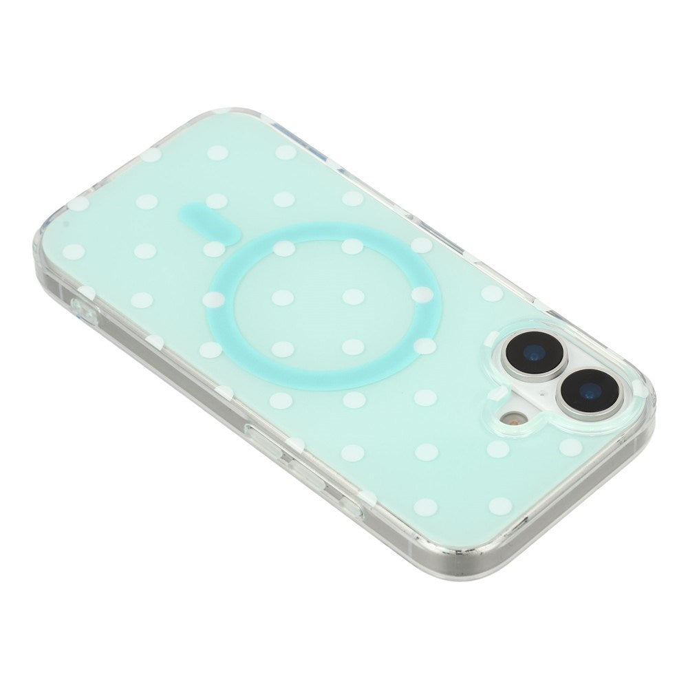 EIDERWOOD iPhone 17 Hybrid Mobil Cover m. Polka Design - MagSafe Kompatibel - Gennemsigtig / Turkis