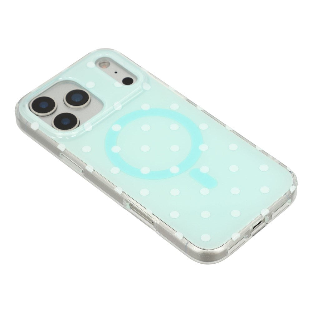 EIDERWOOD iPhone 17 Pro Hybrid Mobil Cover m. Polka Design - MagSafe Kompatibel - Gennemsigtig / Turkis