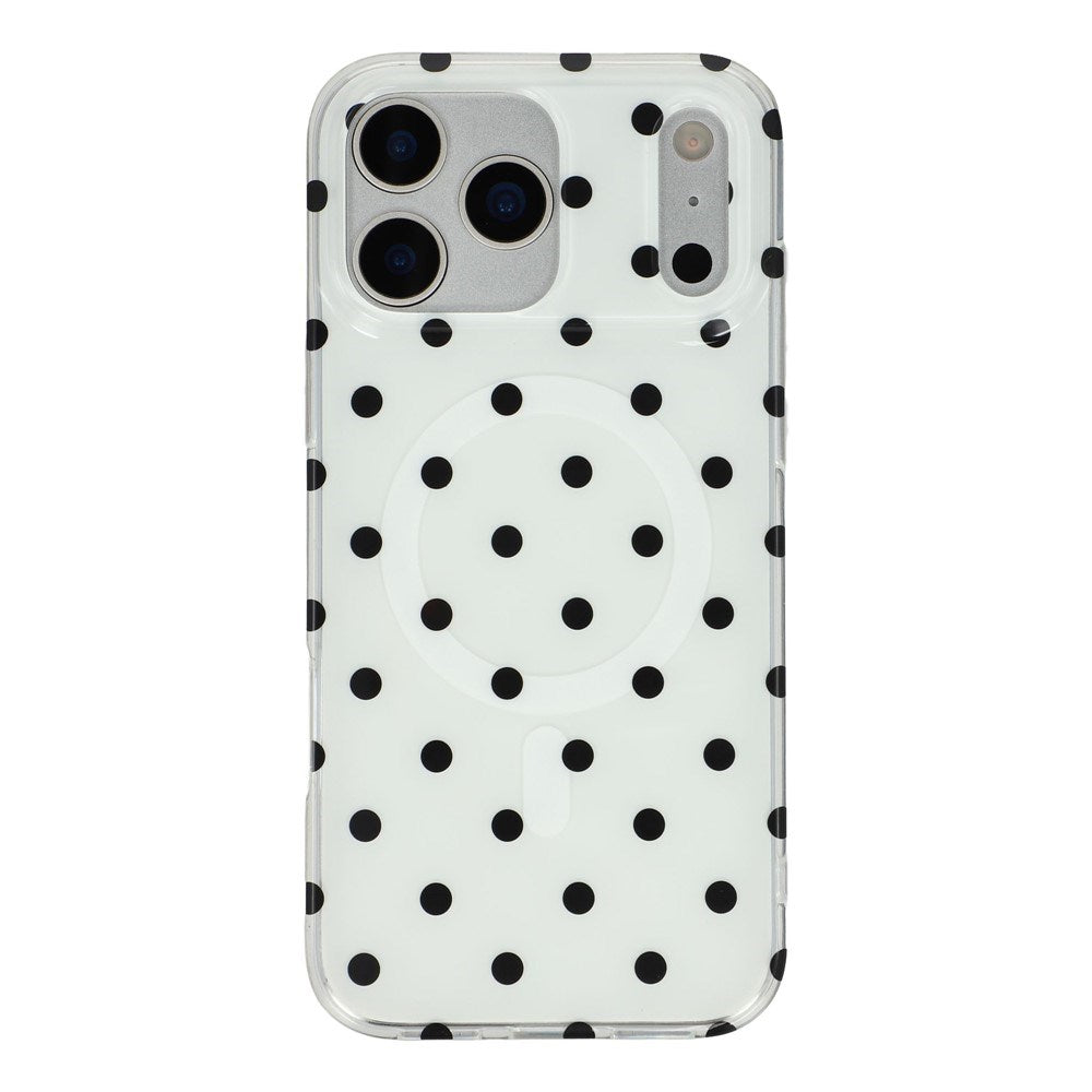 EIDERWOOD iPhone 17 Pro Hybrid Mobil Cover m. Polka Design - MagSafe Kompatibel - Gennemsigtig / Sort