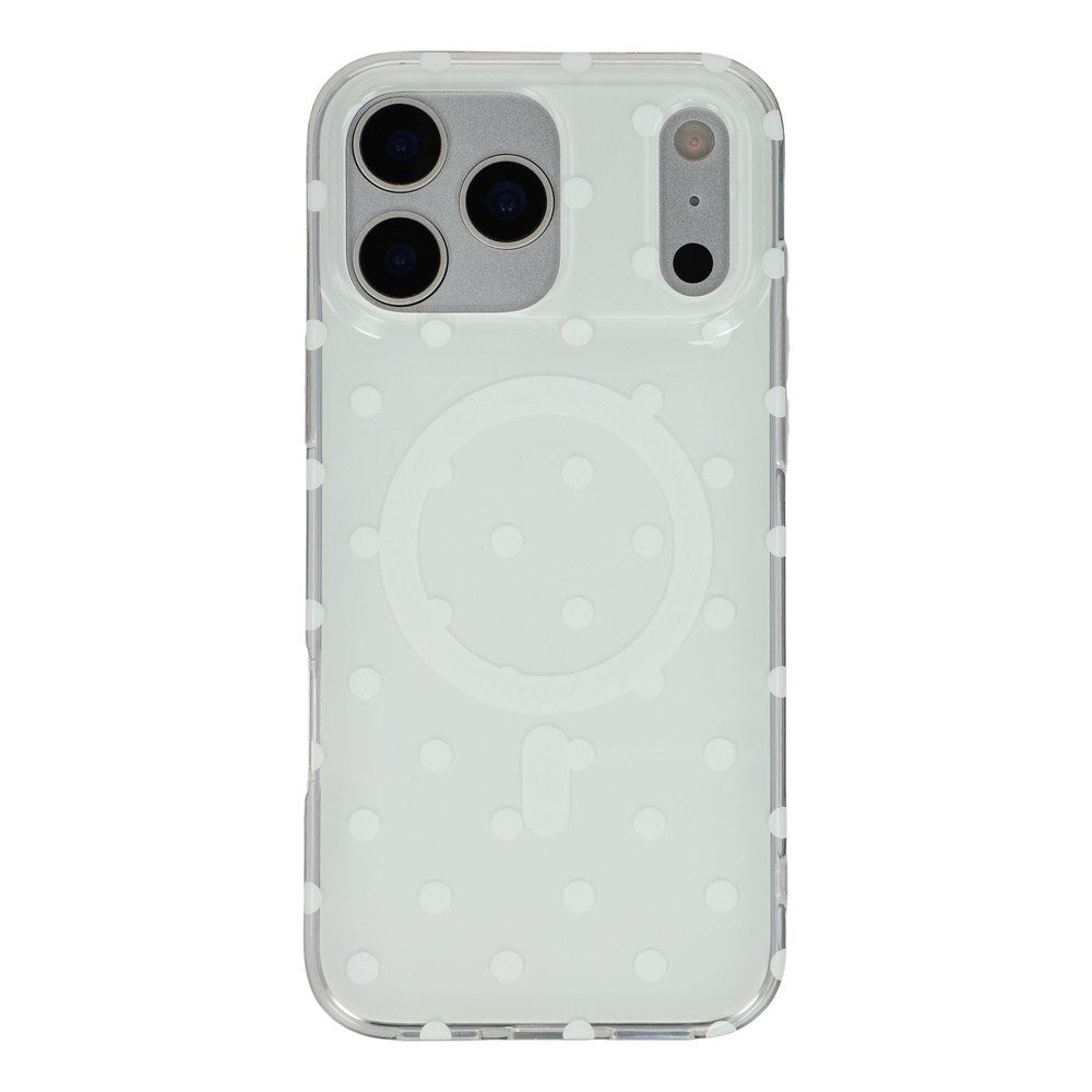 EIDERWOOD iPhone 17 Pro Max Hybrid Mobil Cover m. Polka Design - MagSafe Kompatibel - Gennemsigtig / Hvid
