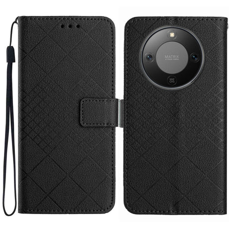 Honor Magic8 Lite EIDERWOOD Kunstlæder Cover m. Strop - Sort