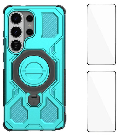 Samsung Galaxy S26 Ultra Håndværkercover m. Kickstand & 2 x Skærmbeskyttelse - Turkis