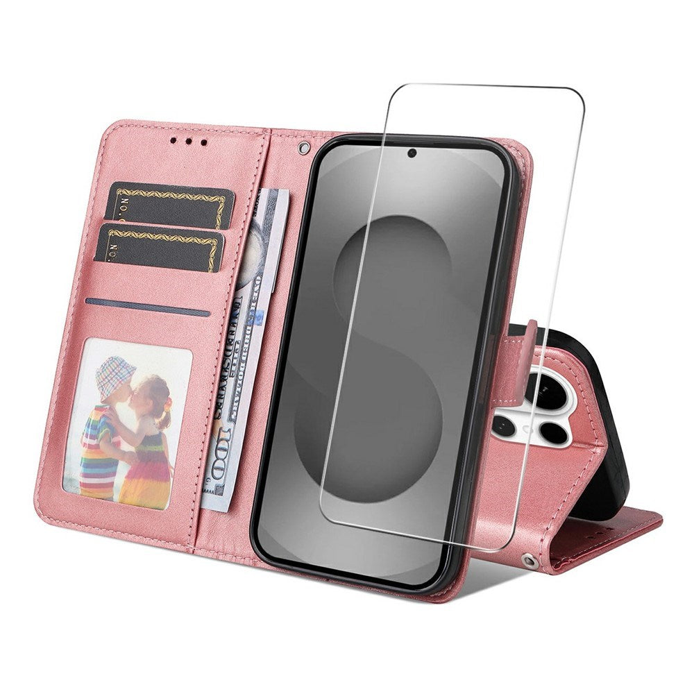 Samsung Galaxy S26 Ultra ENKAY - 2-i-1 Kunstlæder Cover inkl. Skærmbeskyttelsesglas - Lyserød