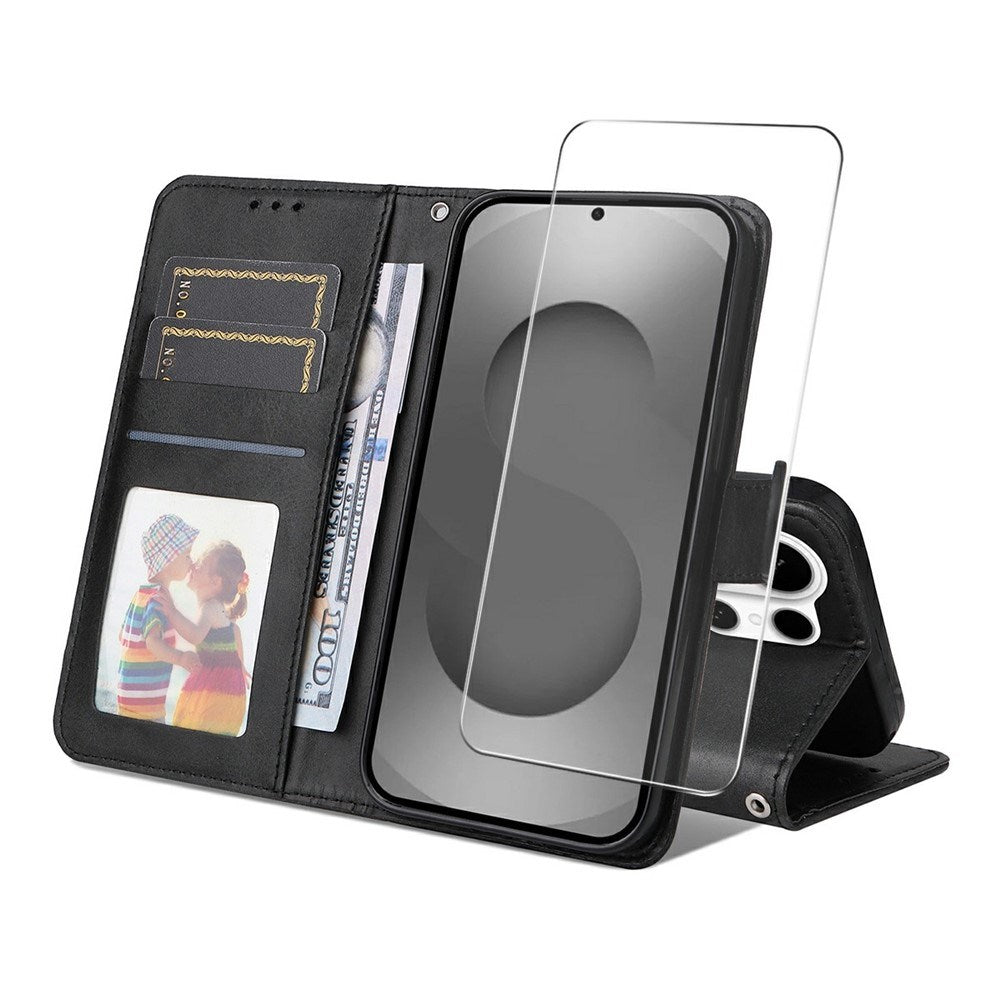 Samsung Galaxy S26 Ultra ENKAY - 2-i-1 Kunstlæder Cover inkl. Skærmbeskyttelsesglas - Sort