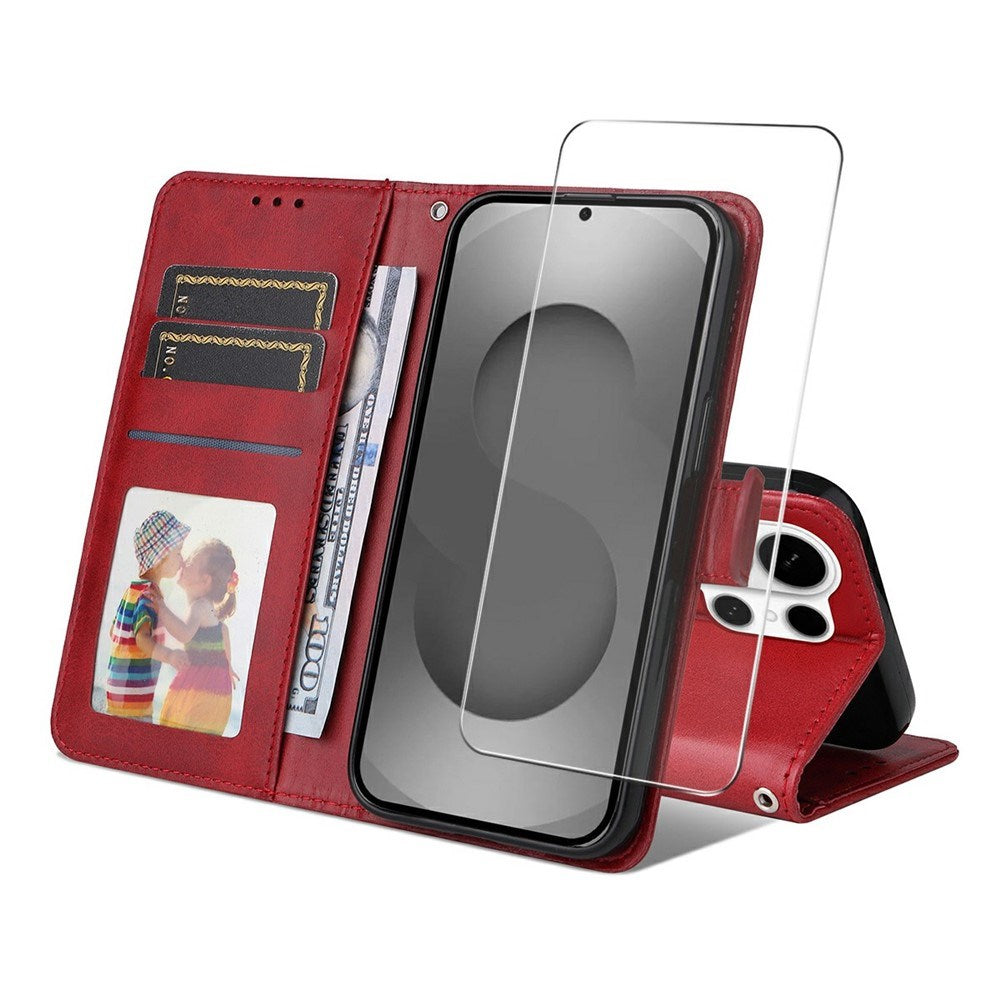 Samsung Galaxy S26 Ultra ENKAY - 2-i-1 Kunstlæder Cover inkl. Skærmbeskyttelsesglas - Rød