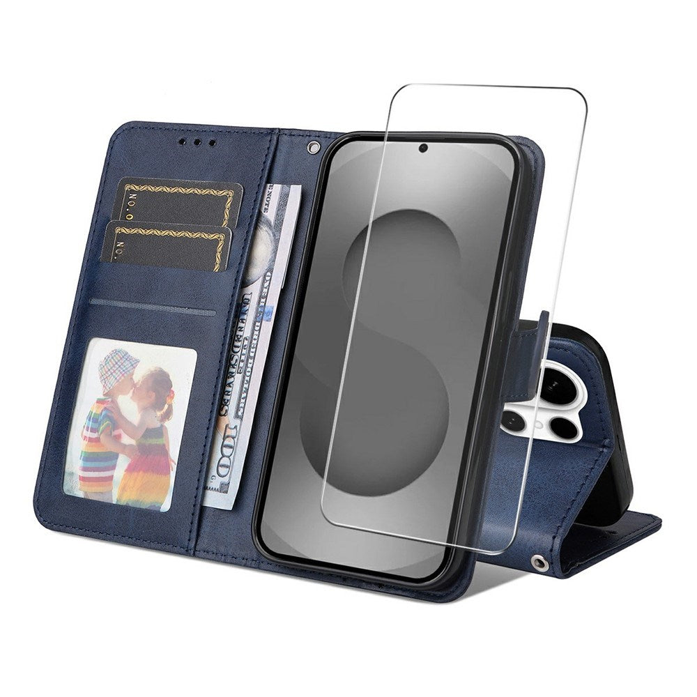 Samsung Galaxy S26 Ultra ENKAY - 2-i-1 Kunstlæder Cover inkl. Skærmbeskyttelsesglas - Blå