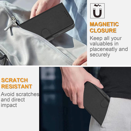 Honor Magic8 Lite EIDERWOOD Kunstlæder Flip Cover m. Kortholder - Sort