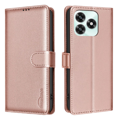 BINFEN Honor X5c Plus Imiteret Læder Flip Cover m. RFID Blokering og Kortholder - Rose Gold