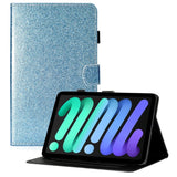 iPad 10.9" (2022) Glitter Flip Cover m. Flipstander & Kortholder - Blå