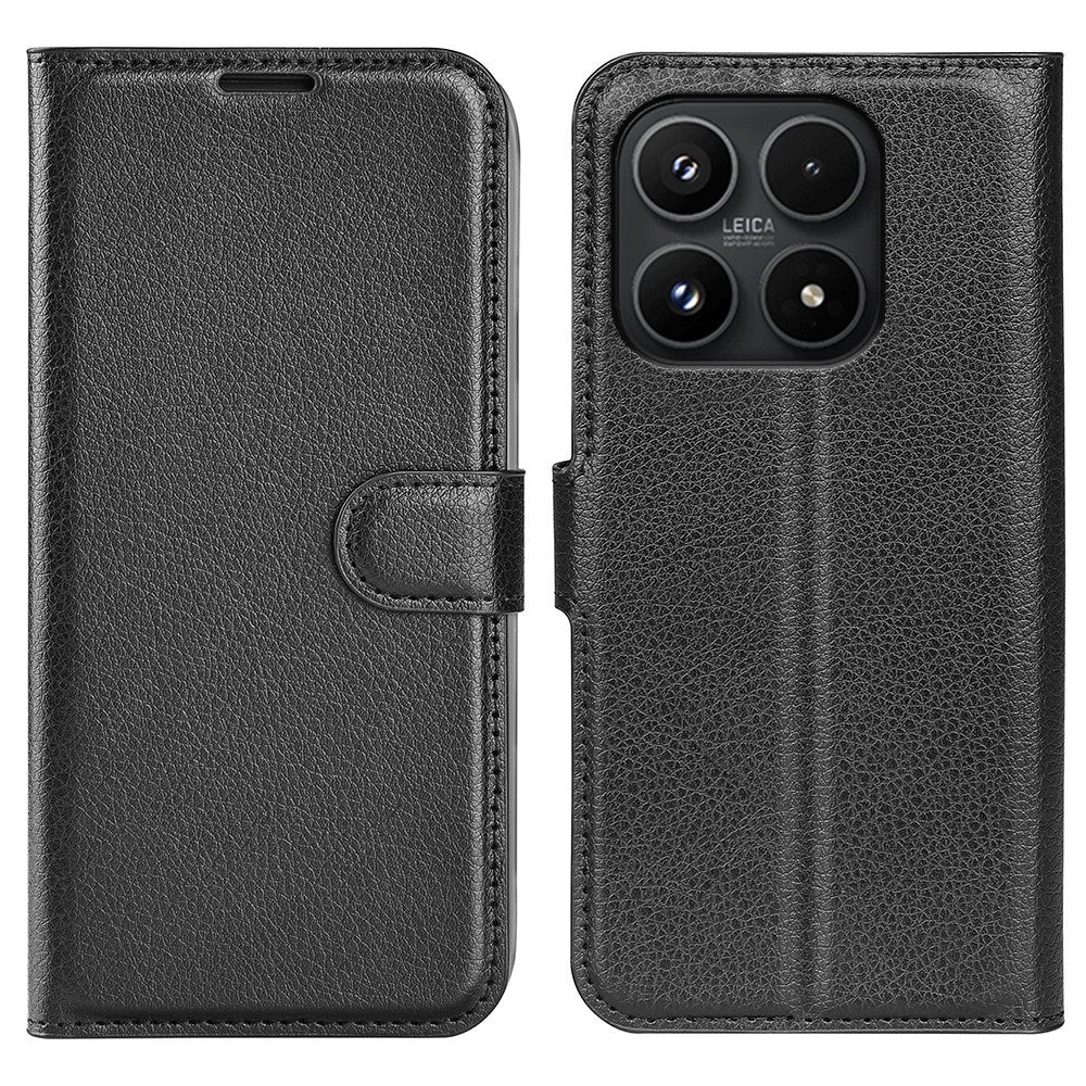 EIDERWOOD Xiaomi 17 Litchi Tekstur Kunstlæder Flip Mobil Cover m. Kortholder - Sort