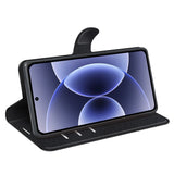 EIDERWOOD Xiaomi 17 Litchi Tekstur Kunstlæder Flip Mobil Cover m. Kortholder - Sort