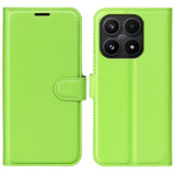 EIDERWOOD Xiaomi 17 Litchi Tekstur Kunstlæder Flip Mobil Cover m. Kortholder - Grøn