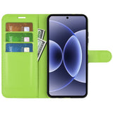 EIDERWOOD Xiaomi 17 Litchi Tekstur Kunstlæder Flip Mobil Cover m. Kortholder - Grøn