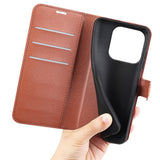 EIDERWOOD Xiaomi 17 Litchi Tekstur Kunstlæder Flip Mobil Cover m. Kortholder - Brun