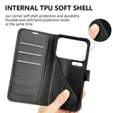 AMORUS Xiaomi 17 Pro Litchi Tekstur Kunstlæder Flip Mobil Cover m. Kortholder - Sort