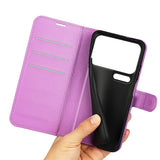 AMORUS Xiaomi 17 Pro Litchi Tekstur Kunstlæder Flip Mobil Cover m. Kortholder - Lilla