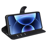 AMORUS Xiaomi 17 Pro Max Litchi Tekstur Kunstlæder Flip Mobil Cover m. Kortholder - Sort