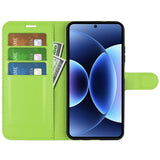 AMORUS Xiaomi 17 Pro Max Litchi Tekstur Kunstlæder Flip Mobil Cover m. Kortholder - Grøn