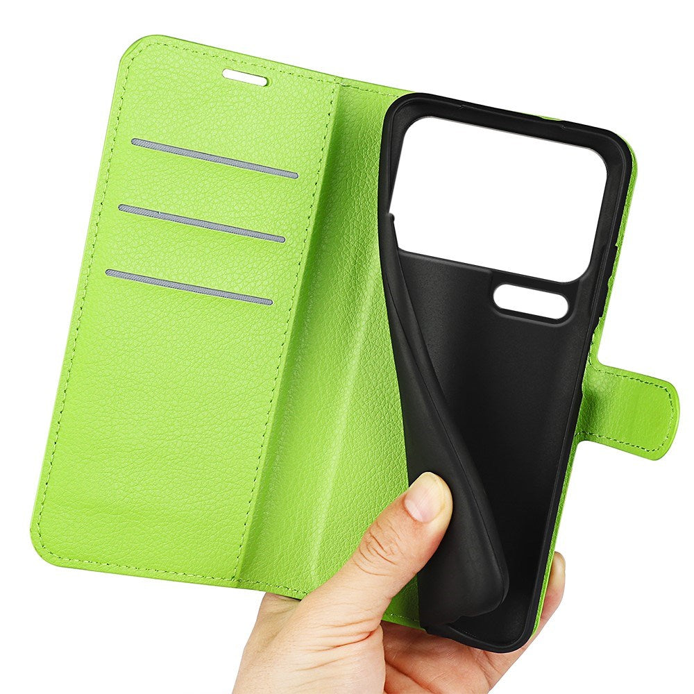 AMORUS Xiaomi 17 Pro Max Litchi Tekstur Kunstlæder Flip Mobil Cover m. Kortholder - Grøn