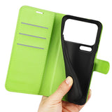 AMORUS Xiaomi 17 Pro Max Litchi Tekstur Kunstlæder Flip Mobil Cover m. Kortholder - Grøn