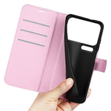 AMORUS Xiaomi 17 Pro Max Litchi Tekstur Kunstlæder Flip Mobil Cover m. Kortholder - Lyserød
