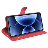 AMORUS Xiaomi 17 Pro Max Litchi Tekstur Kunstlæder Flip Mobil Cover m. Kortholder - Rød