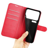 AMORUS Xiaomi 17 Pro Max Litchi Tekstur Kunstlæder Flip Mobil Cover m. Kortholder - Rød