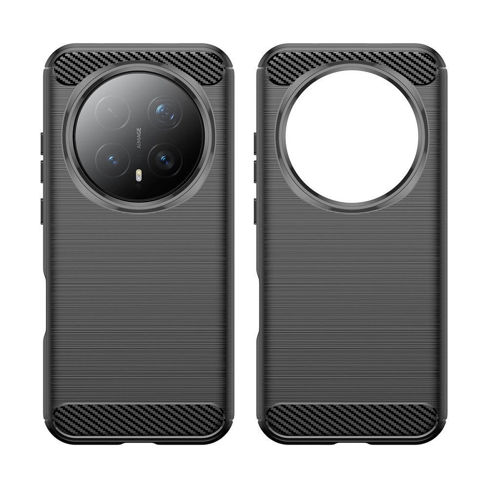 Honor Magic8 Pro EIDERWOOD Brushed Carbon Fiber Fleksibelt Plastik Bagside Cover - Sort