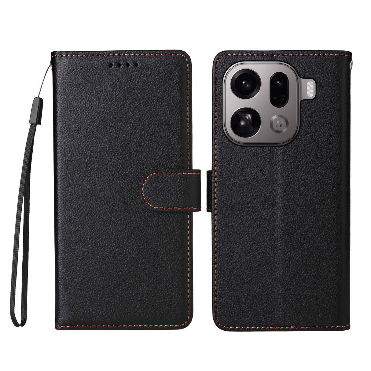 OPPO Find X9 Pro EIDERWOOD Kunstlæder Flip Cover - Strop - Sort