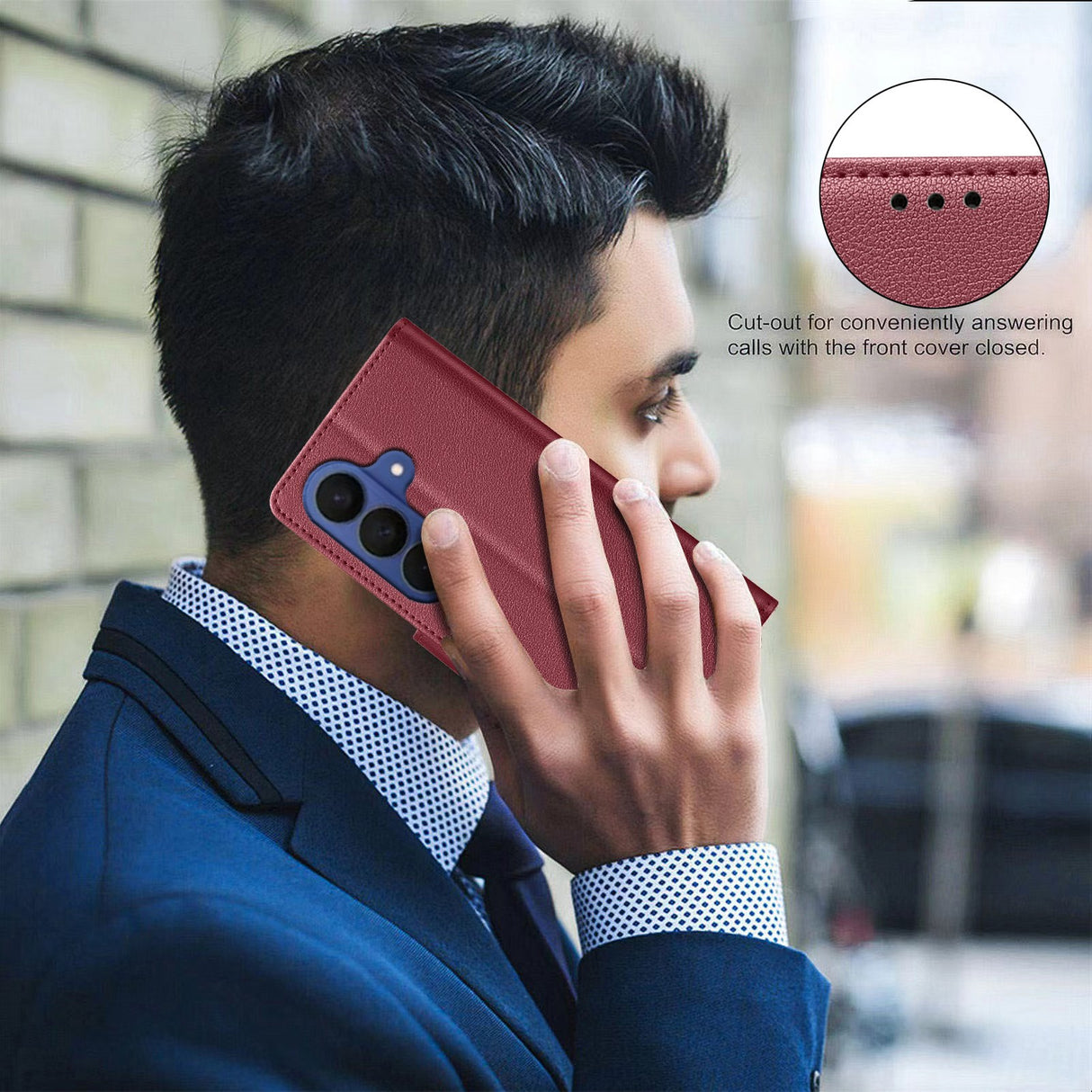 Samsung Galaxy S26+ (Plus) BINFEN Kunstlæder Flip Cover - RFID Blokering - Kortholder - Ståfunktion - Rød