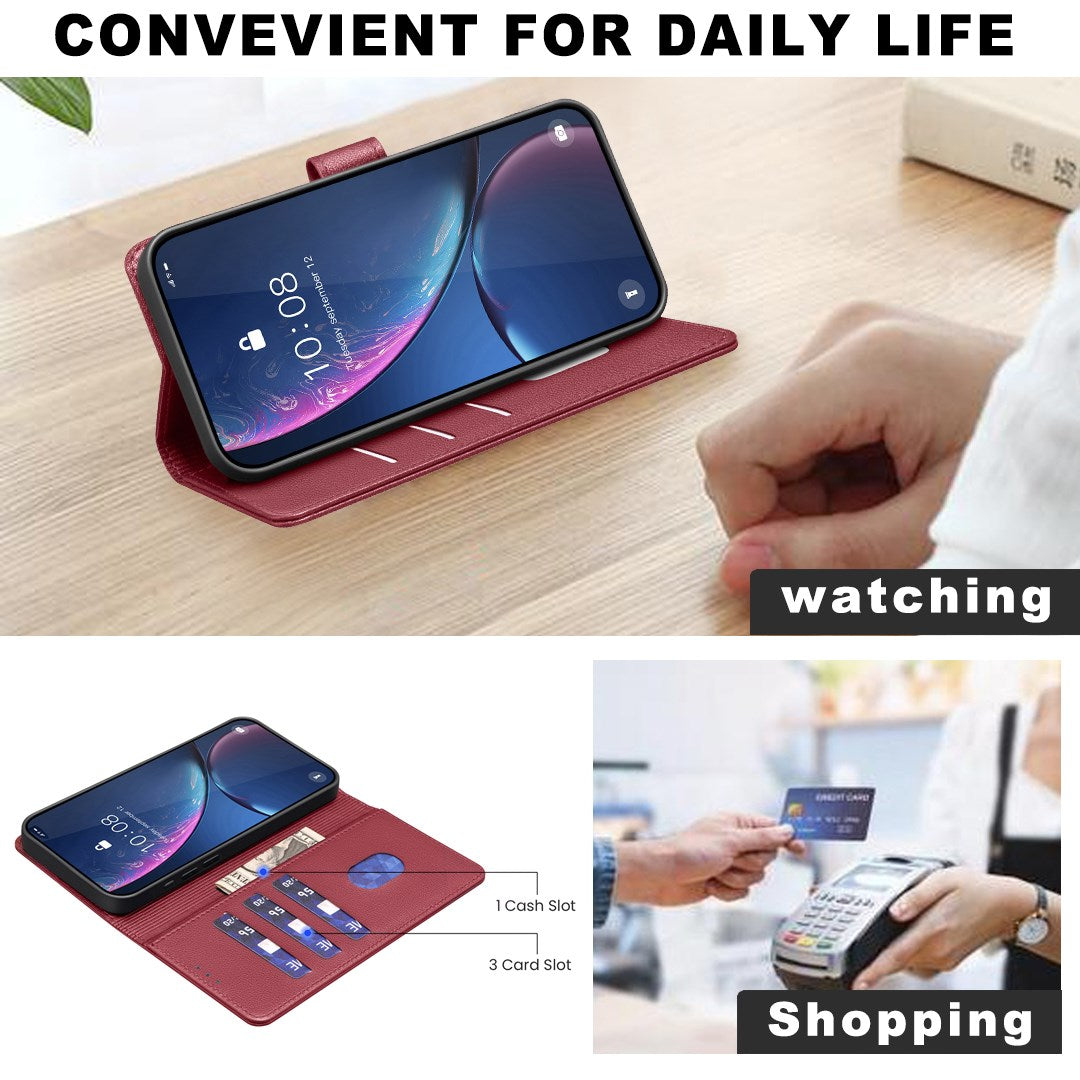 Samsung Galaxy S26+ (Plus) BINFEN Kunstlæder Flip Cover - RFID Blokering - Kortholder - Ståfunktion - Rød